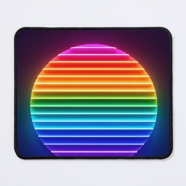 Item preview, Neon Rainbow Striped Circle – Futuristic Abstract on Dark Blue designed and sold by EmeraldeaArt.