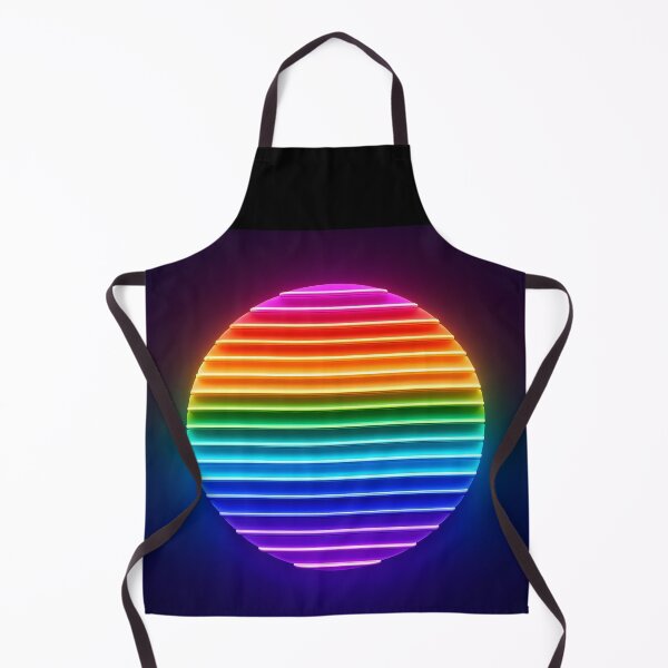 Item preview, Neon Rainbow Striped Circle – Futuristic Abstract on Dark Blue designed and sold by EmeraldeaArt.
