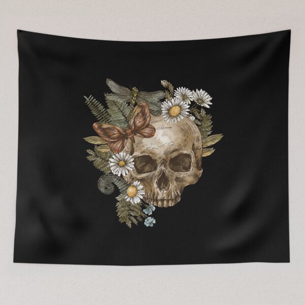 Item preview, Vintage Skull with Flowers and Insects Artwork designed and sold by WitchyWhisper.