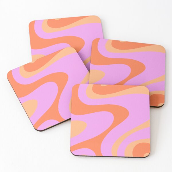 Item preview, Retro Liquid Waves – Pink and Dark and Light Oranges Three-Color Design designed and sold by EmeraldeaArt.
