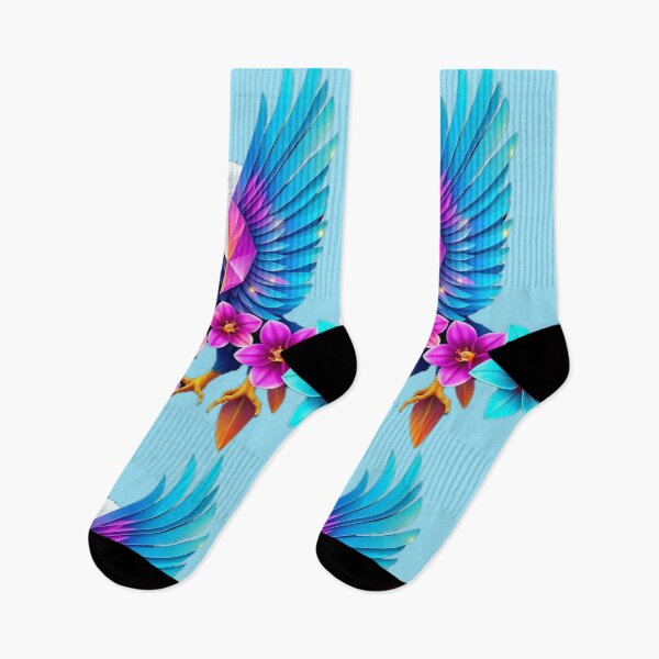 Item preview, Sky Blue Eagle – Extended Wings with Soft Pink Floral Accents designed and sold by Naturalite19.