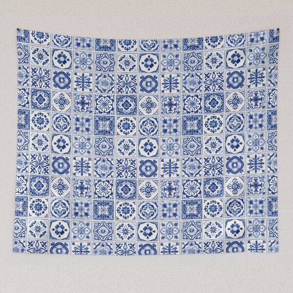Item preview, Portuguese tiles azulejos white and blue pattern designed and sold by AgaDesignStudio.