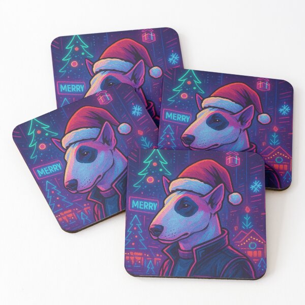 Item preview, Cyberpunk Christmas Bull Terrier in Neon City designed and sold by Kenny8716.