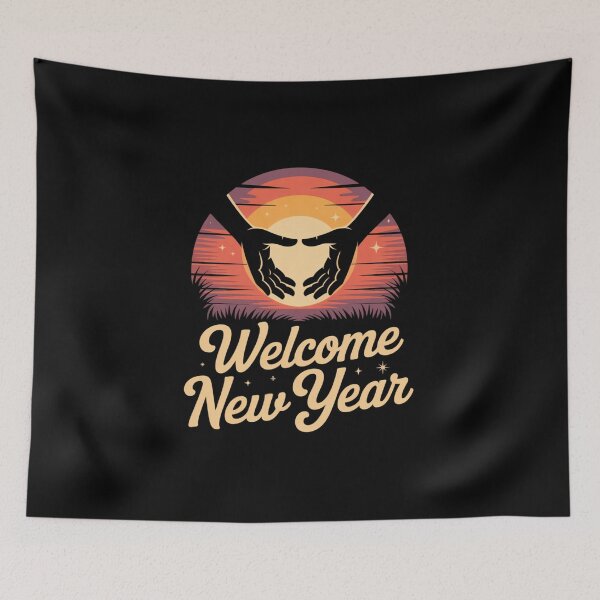 Item preview, Welcome New Year Sunset Retro Design designed and sold by WitchyWhisper.