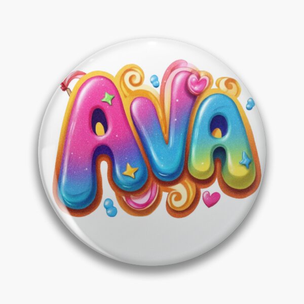 Item preview, Ava – Colorful 3D Hand-Lettered Name Design with Hearts & Stars designed and sold by AlexLineArt.