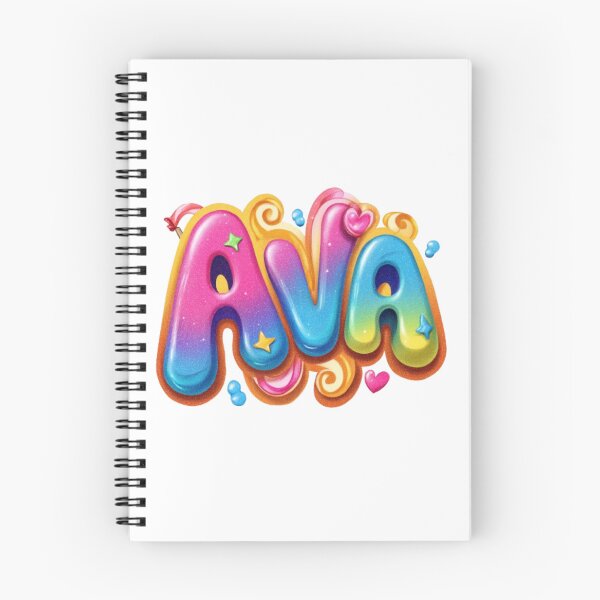 Item preview, Ava – Colorful 3D Hand-Lettered Name Design with Hearts & Stars designed and sold by AlexLineArt.