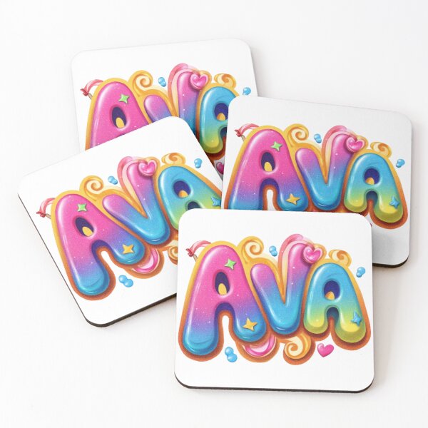 Item preview, Ava – Colorful 3D Hand-Lettered Name Design with Hearts & Stars designed and sold by AlexLineArt.