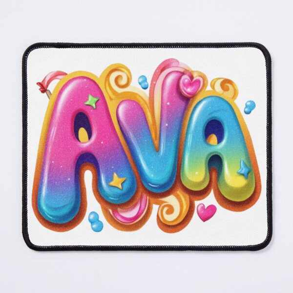 Item preview, Ava – Colorful 3D Hand-Lettered Name Design with Hearts & Stars designed and sold by AlexLineArt.