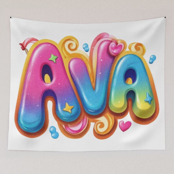 Item preview, Ava – Colorful 3D Hand-Lettered Name Design with Hearts & Stars designed and sold by AlexLineArt.