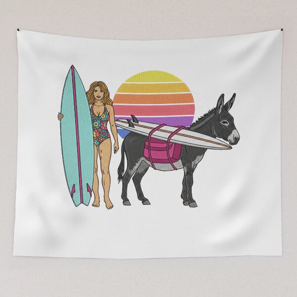 Item preview, Surfer Girl and Her Donkey Caddy designed and sold by TeeARTHY.