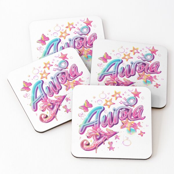 Item preview, Aurora – Colorful 3D Hand-Lettered Name Design with Stars & Butterflies designed and sold by AlexLineArt.