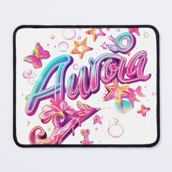 Item preview, Aurora – Colorful 3D Hand-Lettered Name Design with Stars & Butterflies designed and sold by AlexLineArt.