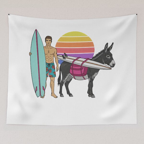 Item preview, Surfer and His Donkey Caddy designed and sold by TeeARTHY.