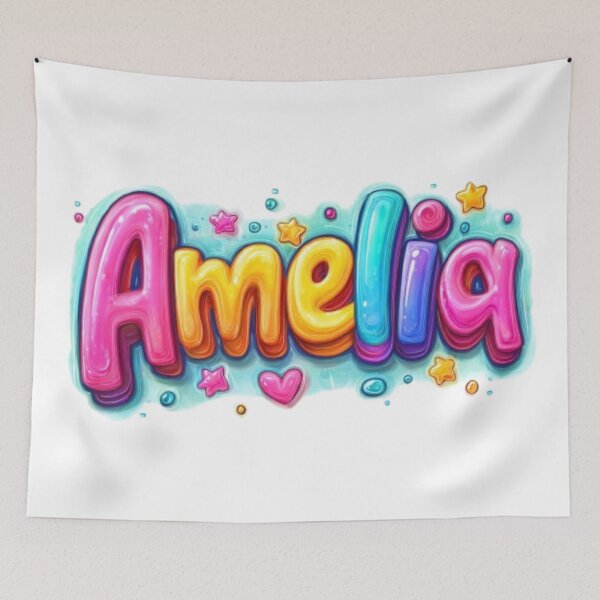 Item preview, Amelia – Colorful 3D Hand Lettering Name Design designed and sold by AlexLineArt.
