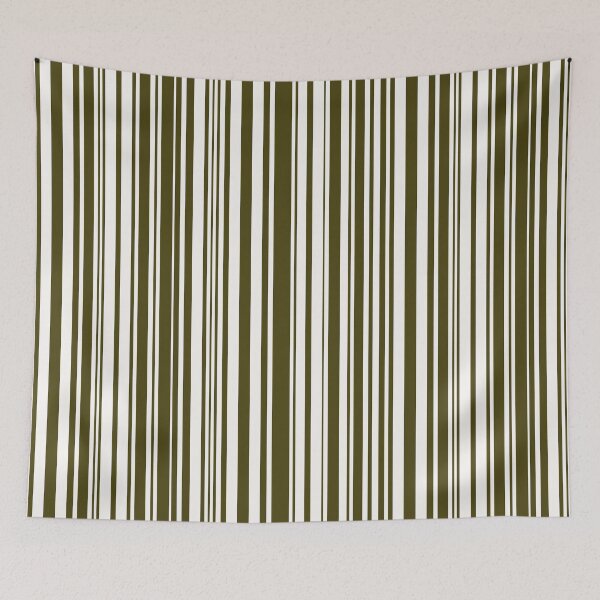 Item preview, Olive Green and White Barcode Striped Pattern designed and sold by WD-Artist.