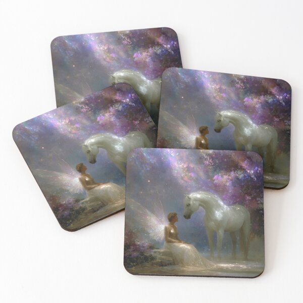 Item preview, Ethereal Fairy with White Horse - Mystical Forest Fantasy Art designed and sold by All Souls Dream.