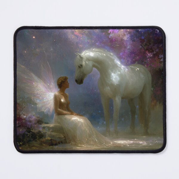 Item preview, Ethereal Fairy with White Horse - Mystical Forest Fantasy Art designed and sold by All Souls Dream.