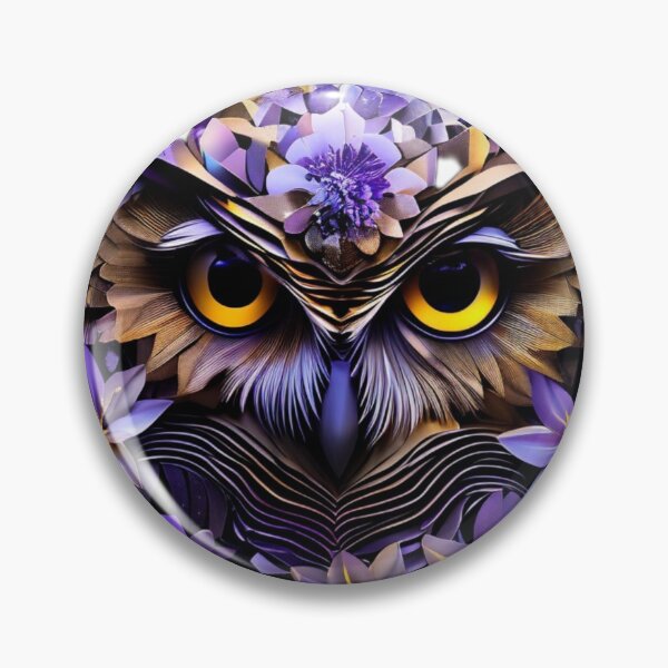 Item preview, Geometric Owl – Brown, Silver & Gold Tones with Light Purple Floral Accents designed and sold by Naturalite19.