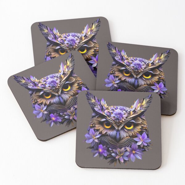 Item preview, Geometric Owl – Brown, Silver & Gold Tones with Light Purple Floral Accents designed and sold by Naturalite19.