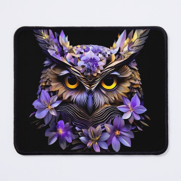 Item preview, Geometric Owl – Brown, Silver & Gold Tones with Light Purple Floral Accents designed and sold by Naturalite19.