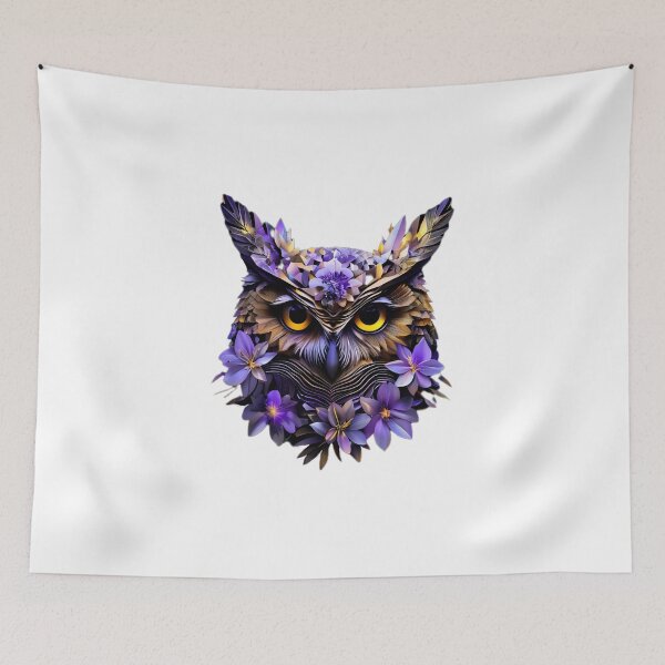 Item preview, Geometric Owl – Brown, Silver & Gold Tones with Light Purple Floral Accents designed and sold by Naturalite19.