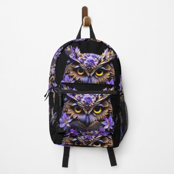 Item preview, Geometric Owl – Brown, Silver & Gold Tones with Light Purple Floral Accents designed and sold by Naturalite19.