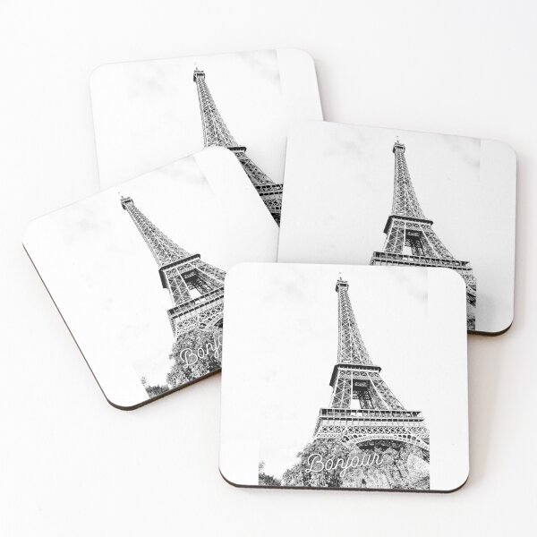 Item preview, Black and White Eiffel Tower Romantic Photograph Paris Bonjour designed and sold by Karo-Vibe87.