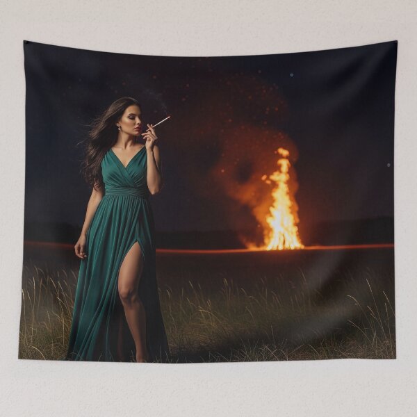 Item preview, Mysterious Woman in Emerald Dress by Night Bonfire. designed and sold by Spark2Seduction.
