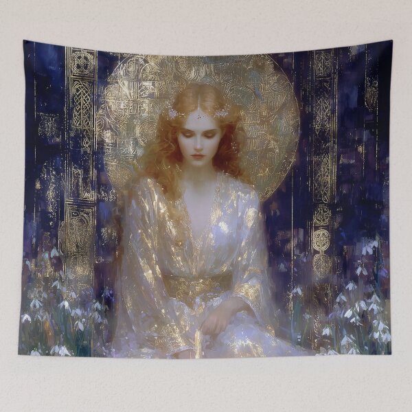 Item preview, Brigid Celtic Goddess of Fire and Poetry - Sacred Flame Fantasy Art designed and sold by All Souls Dream.