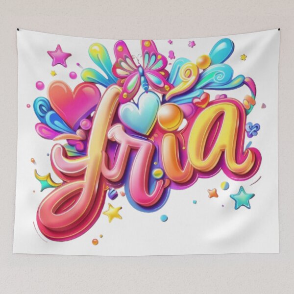Item preview, Aria – Colorful 3D Name Design with Hearts and Butterfly designed and sold by AlexLineArt.