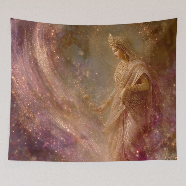Item preview, Divine Goddess Durga Sparkling Portrait - Navaratri Gold Spiritual Art designed and sold by All Souls Dream.