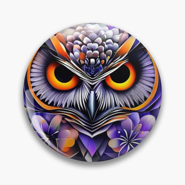 Item preview, Owl Head – Orange, Silver & Gold with Floral Accents for Nature Lovers designed and sold by Naturalite19.