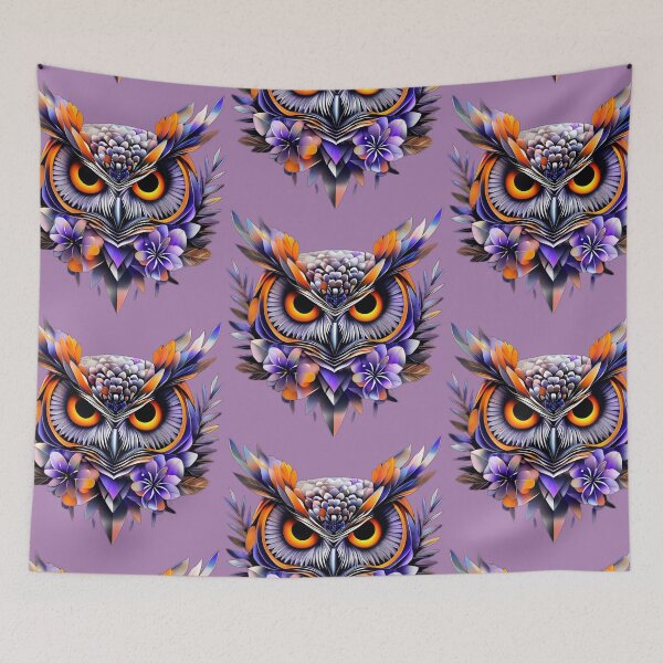 Item preview, Owl Head – Orange, Silver & Gold with Floral Accents for Nature Lovers designed and sold by Naturalite19.