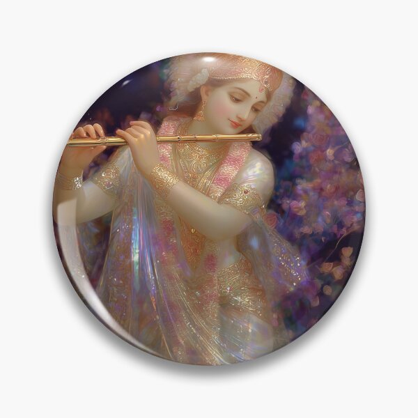 Item preview, Kamadeva Hindu God of Love Playing Flute - Iridescent Spiritual Art designed and sold by All Souls Dream.