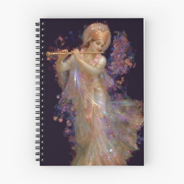 Item preview, Kamadeva Hindu God of Love Playing Flute - Iridescent Spiritual Art designed and sold by All Souls Dream.