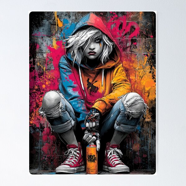 Artikelvorschau, Urban Rebel Graffiti Girl Digitale Kunst entworfen und verkauft von TheColorKey.