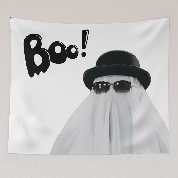 Item preview, Stylish Ghost with Hat and Sunglasses Saying Boo | Funny Halloween Design designed and sold by DailyVibesMerch.