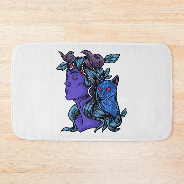 Item preview, Demon witch with her gothic cat on Halloween designed and sold by Joncasmiart.