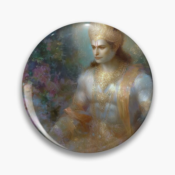 Item preview, Lord Hanuman Spiritual Portrait - Divine Gold and Floral Art designed and sold by All Souls Dream.