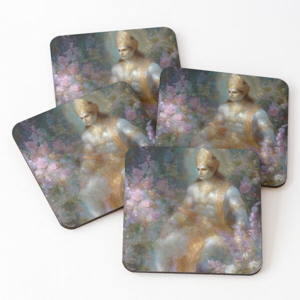 Item preview, Lord Hanuman Spiritual Portrait - Divine Gold and Floral Art designed and sold by All Souls Dream.