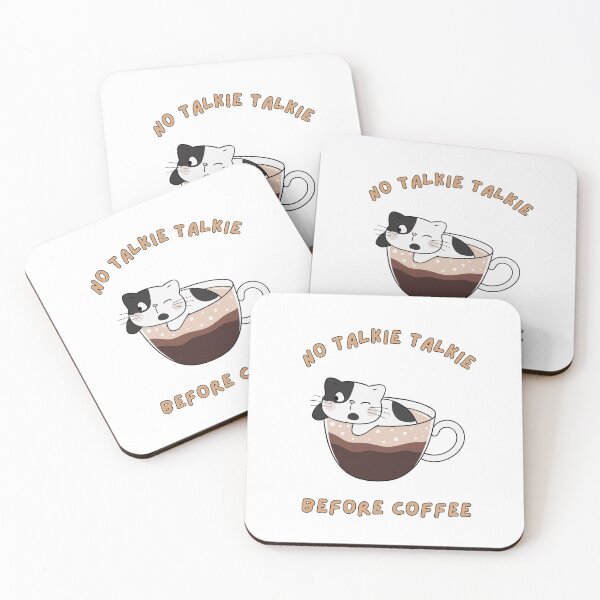 Item preview, No Talkie, Talkie, Before Coffee, Cup Saucer, Cat, Brown Tones designed and sold by AASparksDesigns.