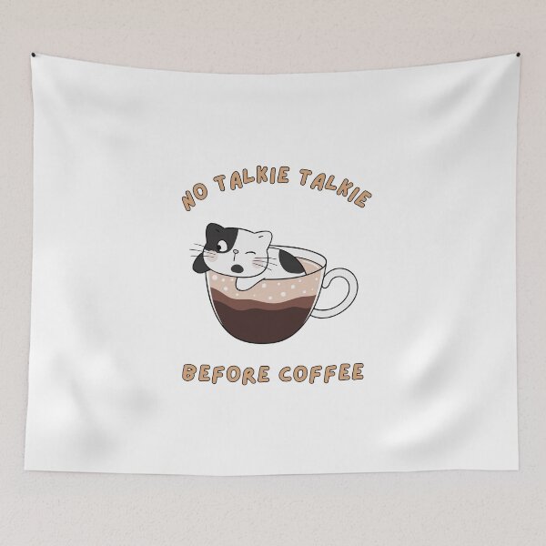 Item preview, No Talkie, Talkie, Before Coffee, Cup Saucer, Cat, Brown Tones designed and sold by AASparksDesigns.