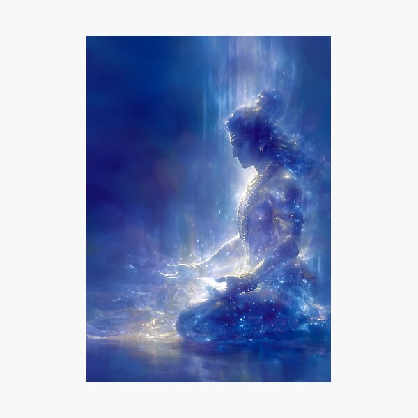 Item preview, Lord Shiva Meditating - Ethereal Cosmic Blue Spiritual Art designed and sold by All Souls Dream.