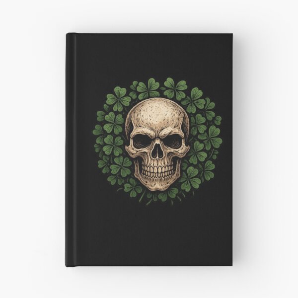 Item preview, Skull and Four-Leaf Clovers Heavy Metal Biker Design designed and sold by NovaMoodCo.