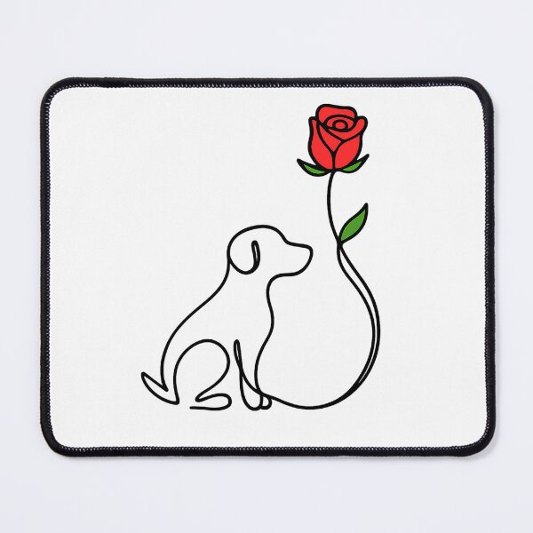 Item preview, One Line Dog and Rose Drawing designed and sold by Pet Lovers Market.