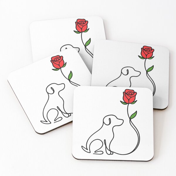 Item preview, One Line Dog and Rose Drawing designed and sold by Pet Lovers Market.