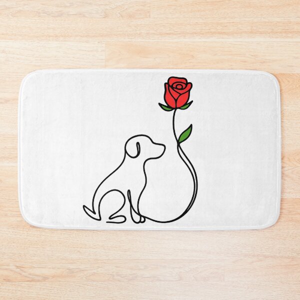 Item preview, One Line Dog and Rose Drawing designed and sold by Pet Lovers Market.