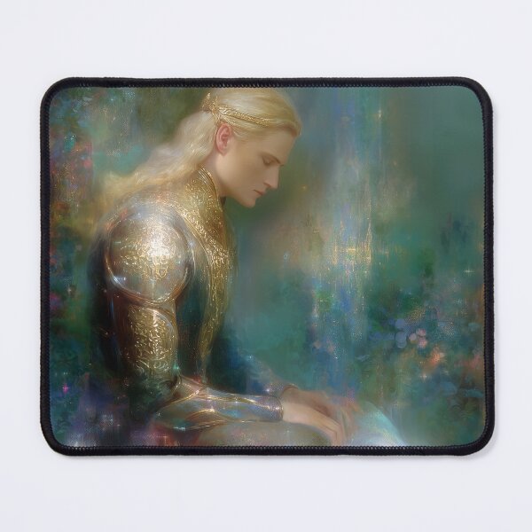 Item preview, Nuada Airgetlám Celtic King Portrait - Golden Armor Fantasy Art designed and sold by All Souls Dream.