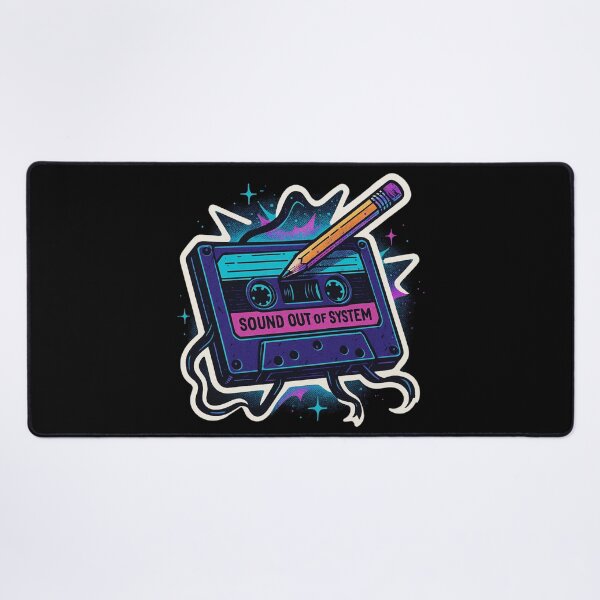 Item preview, Retro Neon Cassette Sticker – Sound Out of System Mixtape with Pencil Glitch Art designed and sold by JacobKAurumhead.