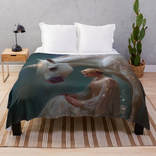 Item preview, Ethereal Queen and Sparkling Unicorn - Celestial Fantasy Art designed and sold by All Souls Dream.
